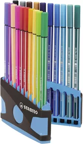 Premium-Fasermarker - STABILO Pen 68 - Colorparade - 20-teiliges Schreibtischset anthrazit/hellblau